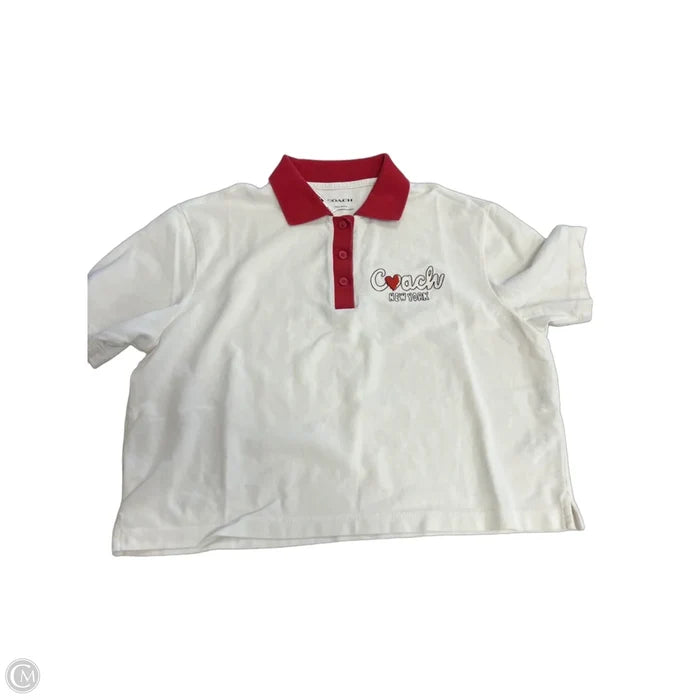 Top Short Sleeve Designer By Coach In Cream, Size: M