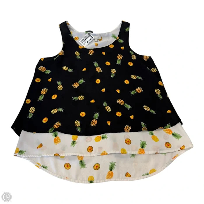 Top Sleeveless By Chenault In Black & Yellow, Size: S