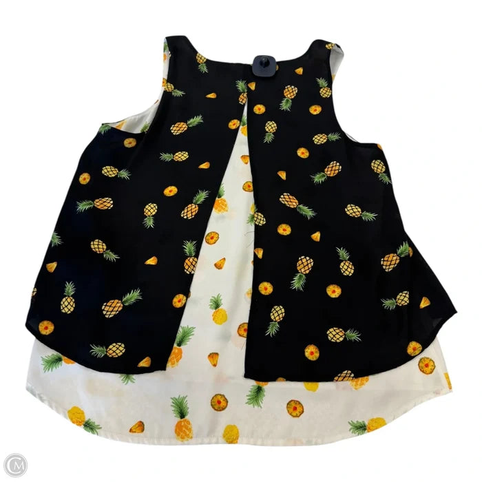 Top Sleeveless By Chenault In Black & Yellow, Size: S