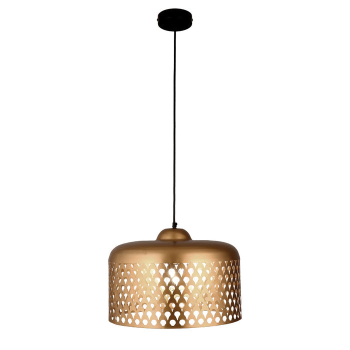 Veda 18"W Antique Brass Cutout Dome Pendant Light-On