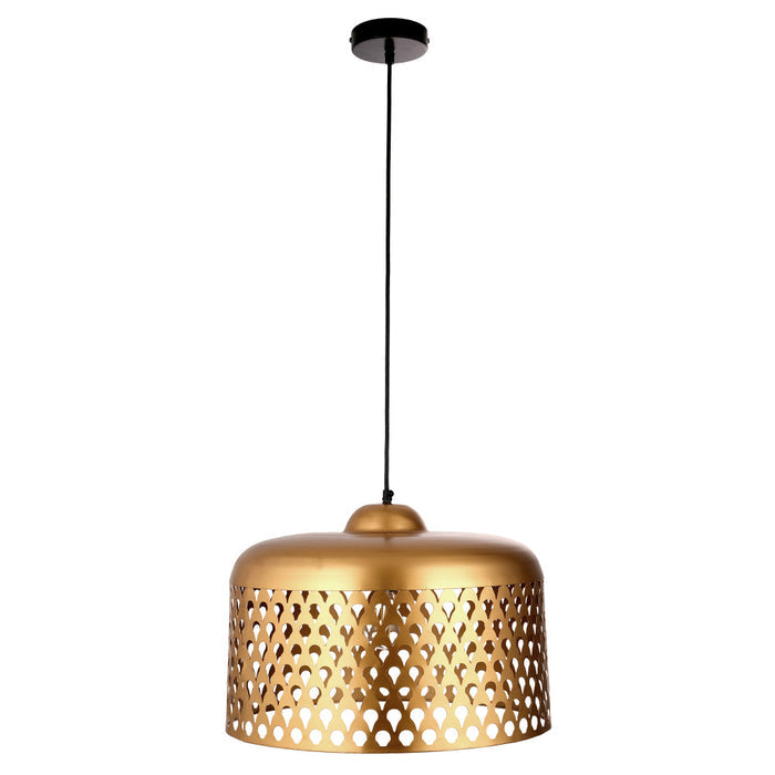 Veda 18"W Antique Brass Cutout Dome Pendant Light-Off