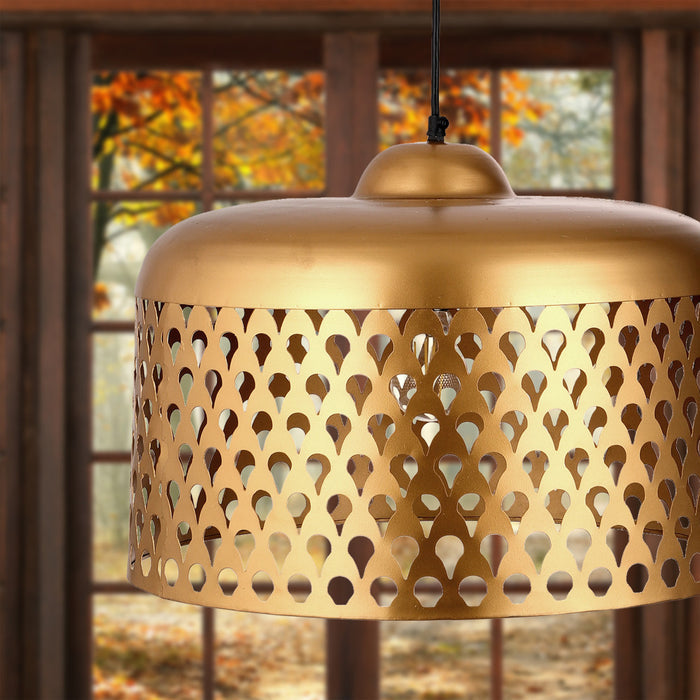 Veda 18"W Antique Brass Cutout Dome Pendant Light