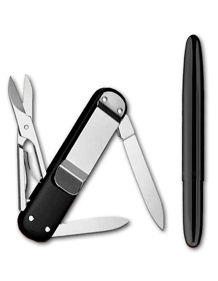 Victorinox Swiss Army Money Clip & Fisher Space Pen Gift Set, Black Alox, Smooth - 58959