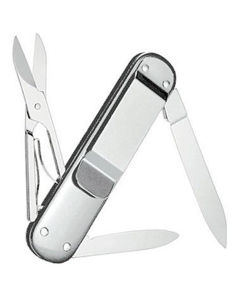 Victorinox Swiss Army Money Clip Pocket Knife - Silver Alox, Smooth - 5 Tools - 53740