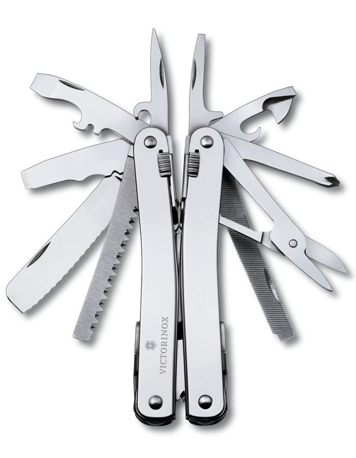 Victorinox Swiss Army SwissTool Spirit Pocket Tool - Silver, Black Nylon Pouch - 53805