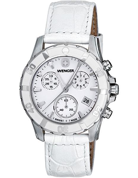Wenger Ladies Sport Chronograph - White Case, Bezel, and Leather Strap - 70744_32694d39-392e-4afc-913b-d40ac49e8d2b