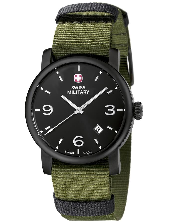 Wenger Mens Urban Classic Watch - Black Metal - Black Dial - Green Nylon Strap - 01.1041.330