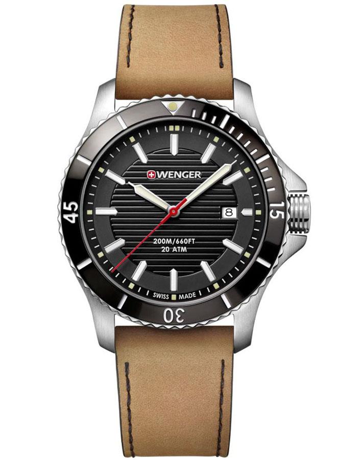 Wenger Seaforce Mens Watch - Tan Leather Strap - Black Dial - Date - 200m - 01.0641.125_ac1de117-9cf1-4a59-bf72-e0934adbf6d0