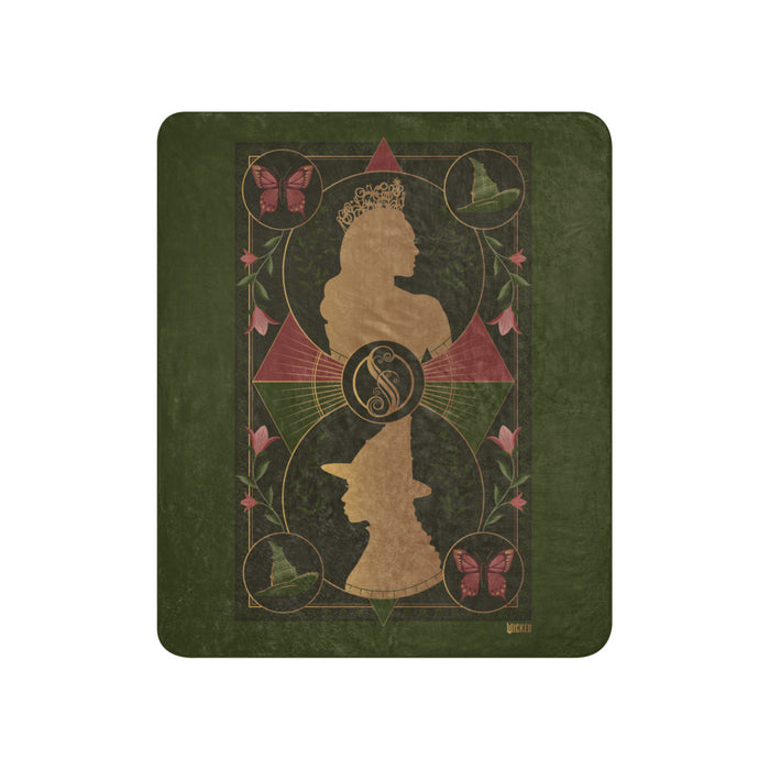 Wicked Enchanted Elements Elphaba & Glinda Sherpa Blanket 50 in x 60 in