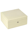 WOLF London Square Jewelry Box - Cream - Lizard Leather - Mirror - 3152-53
