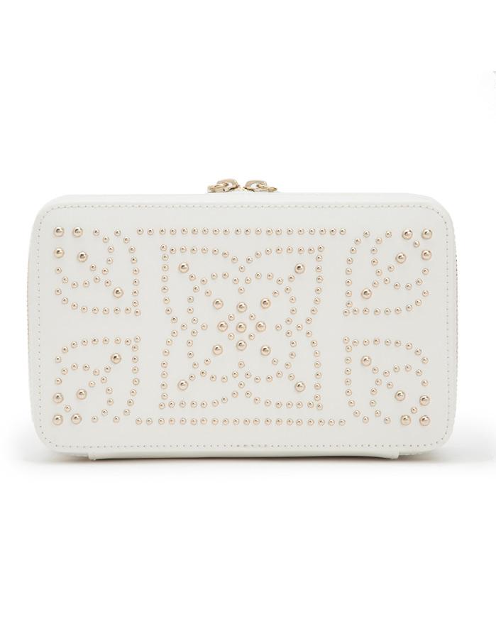 WOLF Marrakesh Zipper Jewelry Case - Cream - LusterLoc Lining - Gold Accents - 3086-53A