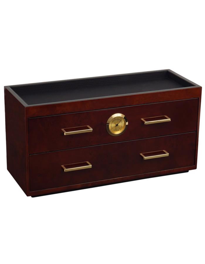 WOLF Meridian Humidor with Two Drawers - Burlwood - Up to 68 Cigar Capacity - 4600-10_eaef0446-bd4a-4b15-aff5-964eb4eccad5