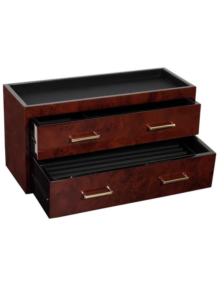 WOLF Meridian Two Drawer Valet, Charging Station & Pen Box - Burlwood - 4603-10A_4d3ed66e-2d5b-4dc3-a47d-42b1f9b55d68