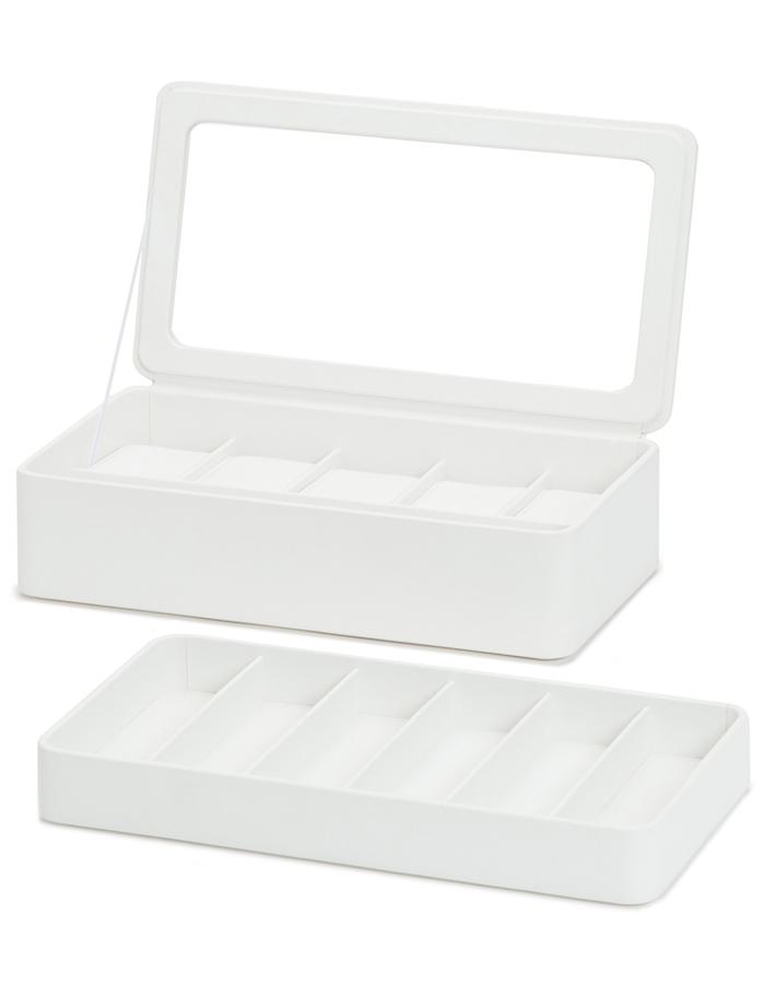 WOLF Smart Storage 6 Piece Watch Box - Strap Tray - White - Charging Station - 4631-01