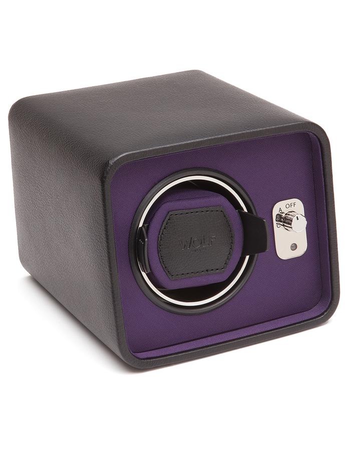WOLF Windsor Single Winder - Black Pebble Leather & Purple - Module 2.5 Winder - 4524-03